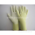 Yellow Nylon PU Dipping Safety Gloves (DPU163)